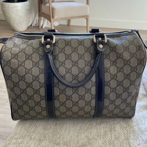 Vintage GUCCI Boston Bag in beige canvas and brown leather - Picture 11 of 17